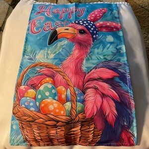 Colorful Easter Flamingo Garden Flag